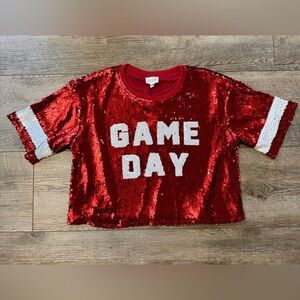 Le Lis Red Sequin Crop Top